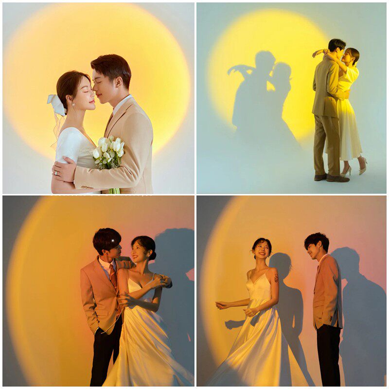 新款婚纱摄影道具日落灯光主题 装饰网红拍照投影补光黄昏氛围灯