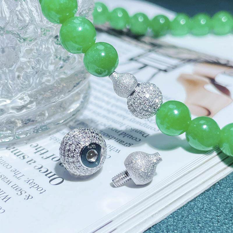 珠链扣18k金钻石葫芦螺丝扣手串金扣头翡翠手链连接扣珍珠项链扣