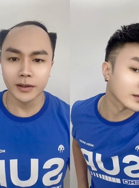 男士假发生物头皮工厂直销短发寸发郭德纲头型飞机瓜子头寸头包邮