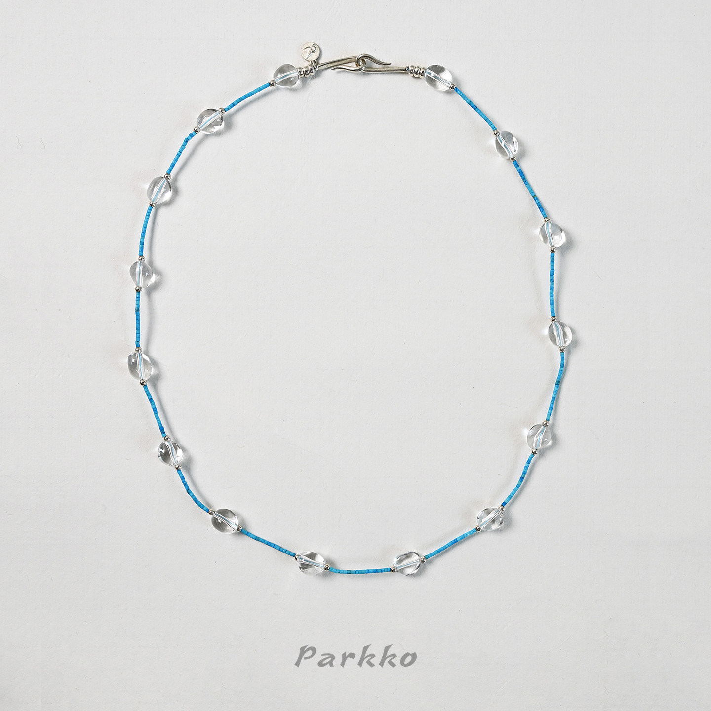 Parkko极细蓝松石白水晶项链