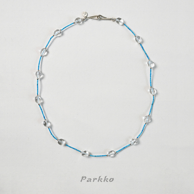 Parkko极细蓝松石白水晶项链