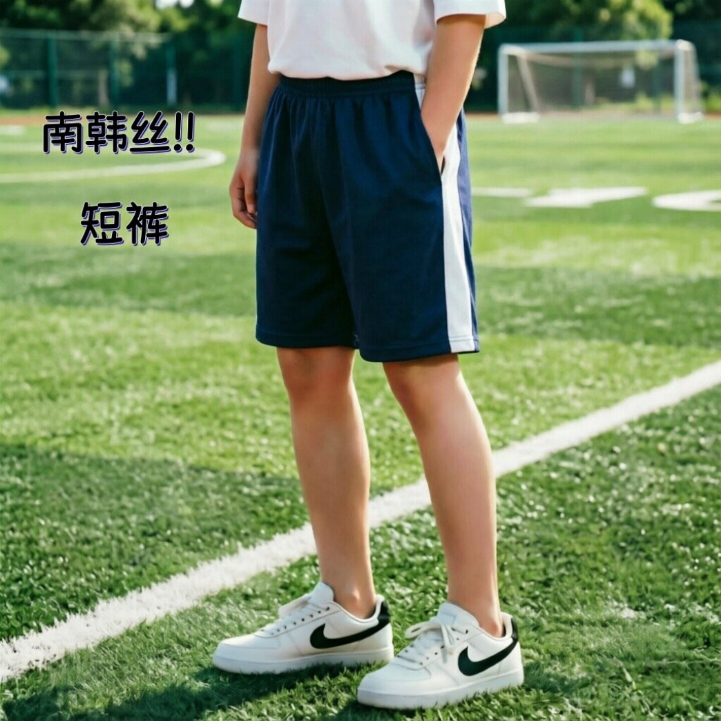 女装夏季款宽边条纹阔腿运动裤