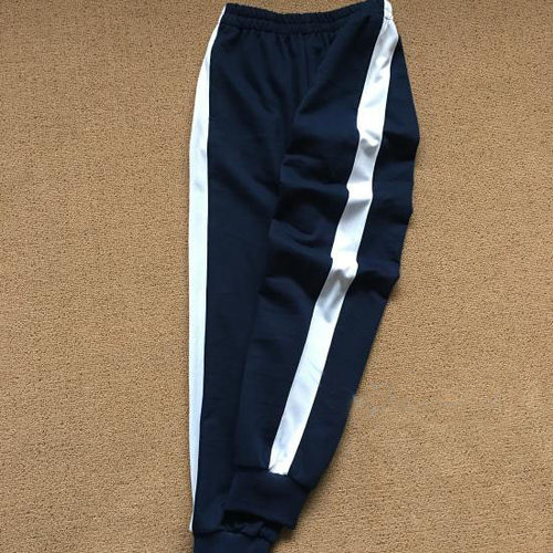 定制秋季全棉深藏青镶白色宽条