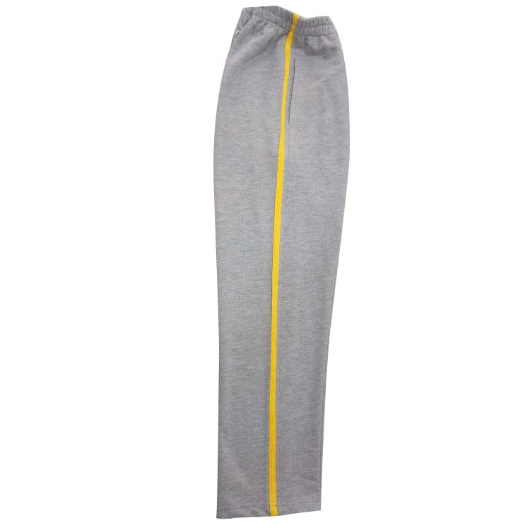 定制浅灰色一道黄杠直筒校服裤