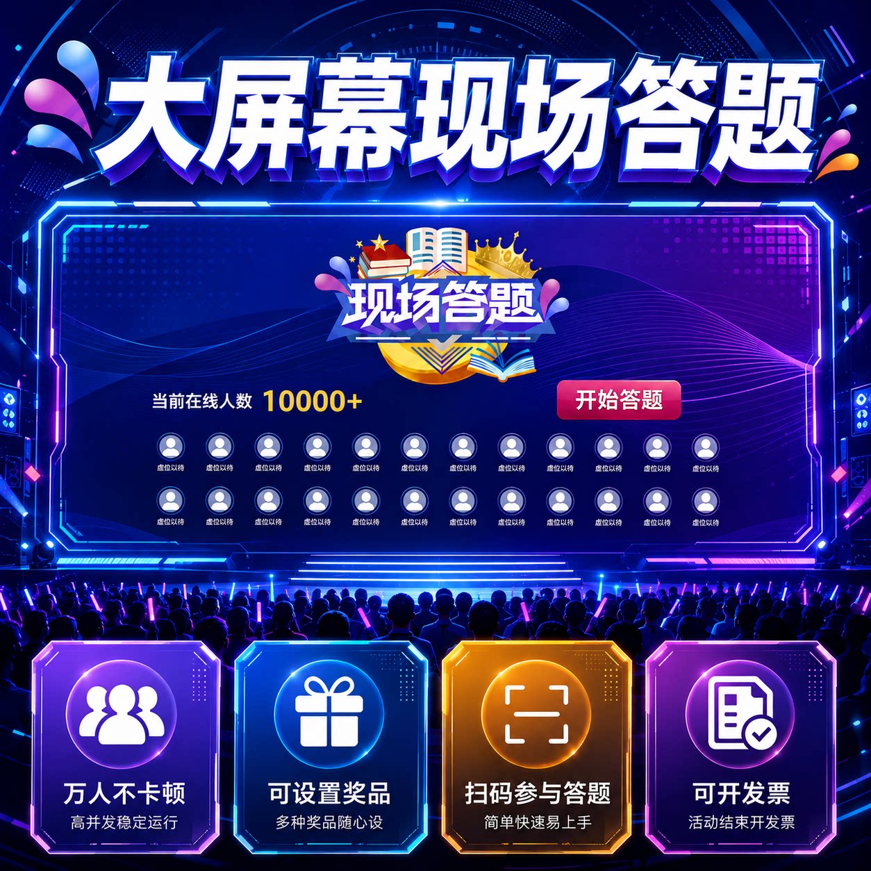 大屏幕现场答题比赛系统安全知识问答竞赛会议扫码参与抢答器投屏