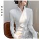 立领德绒拉链长袖 t恤女2025秋季 新款 法式 小众设计内搭打底衫 上衣