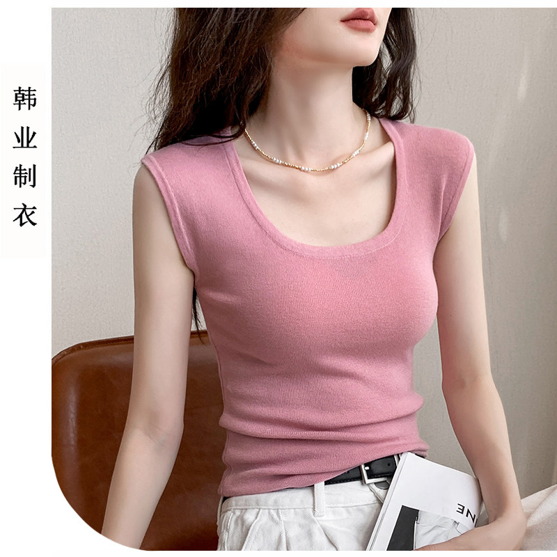 U领无袖t恤针织背心女2024夏季新款纯色修身羊毛上衣甜内搭打底衫,女装/女士精品,背心吊带,淘宝优惠券,粉丝福利购,淘宝优惠卷