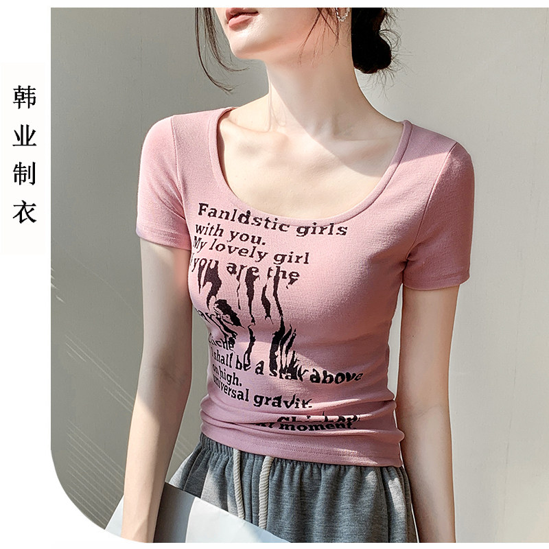 字母印花短袖t恤女小众