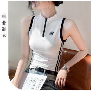美式辣妹拉链无袖小吊带背心