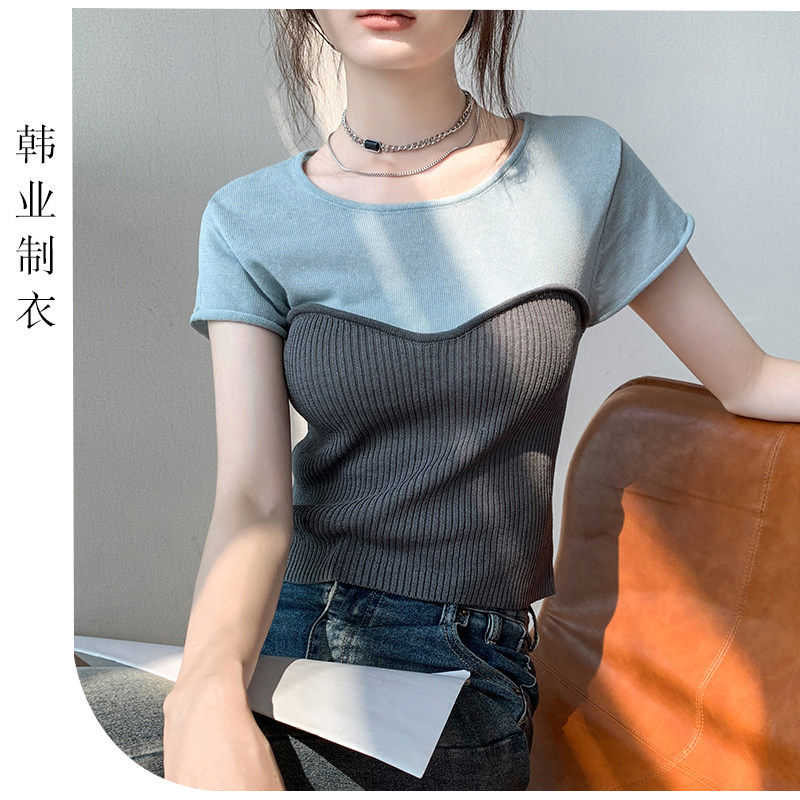 2025新款针织短袖T恤女夏季修身