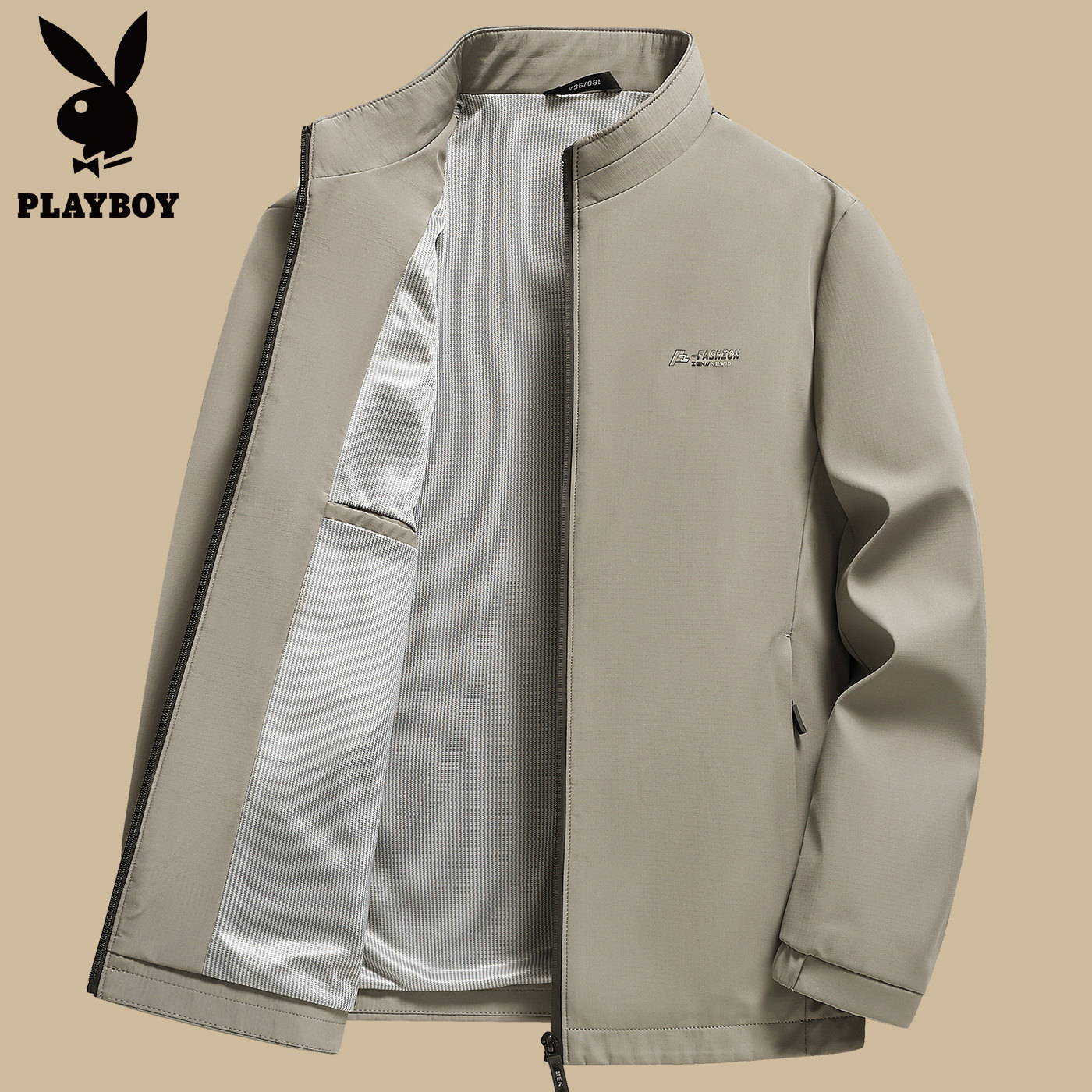 花花公子新款商务男薄款夹克40岁春秋季50爸爸商务休闲中老年外套