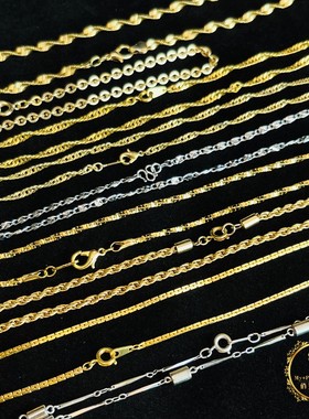 中古短项链vintage素金素银