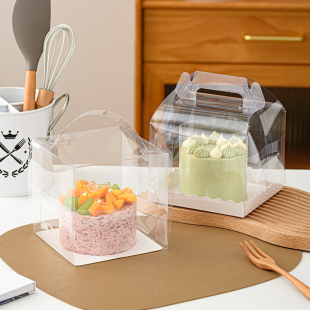 6寸千层慕斯泡芙打包盒子 盒加高2 四寸小4寸手提透明蛋糕包装