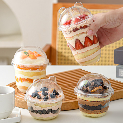 网红U型波波杯一次性水果布丁杯