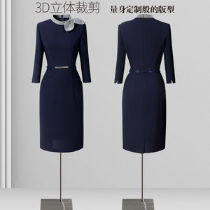 职业装连衣裙女春秋气质女神范前台接待工装案场客服售楼部工作服