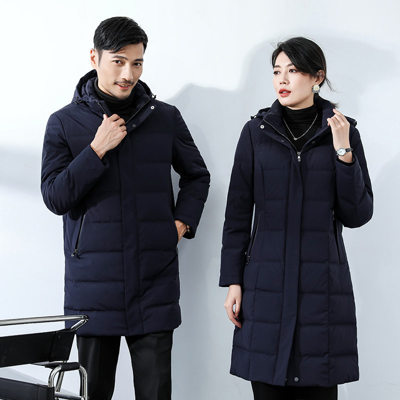 高端长款白鹅绒羽绒服大衣气质外套男女同款政企物业教师银行工装