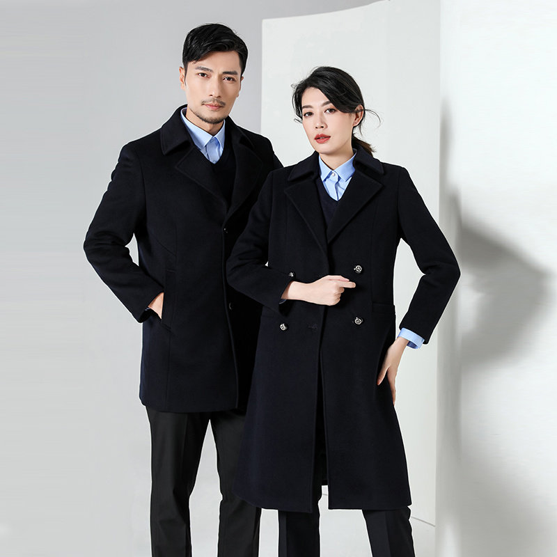 团队职业毛呢外套男女中长款羊毛大衣羽绒内胆售楼银行物业工作服