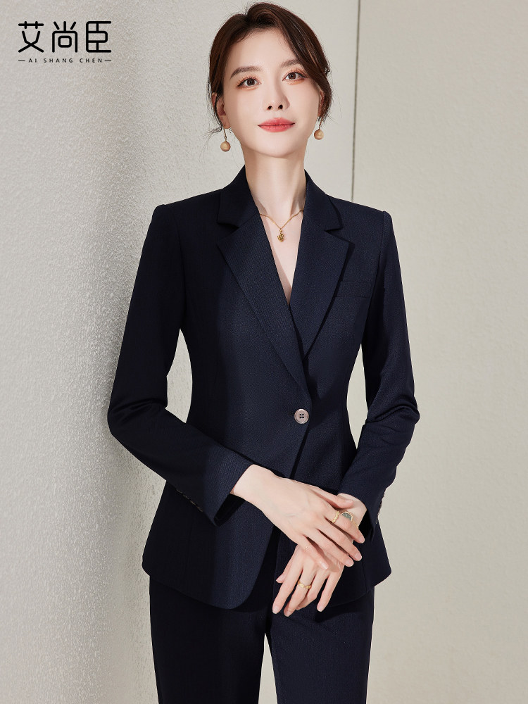 藏青色西装套装女秋季气质女神范高端经理工作服OL职业装正装西服