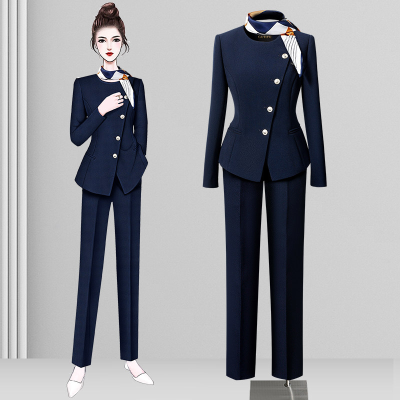 职业西装套装女春秋高级感空姐制服酒店前台接待工装美容院工作服