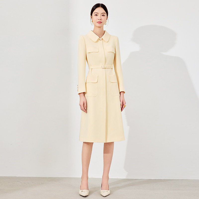奶油黄小香风西装连衣裙女收腰显瘦千金风翻领职业装裙子职场通勤