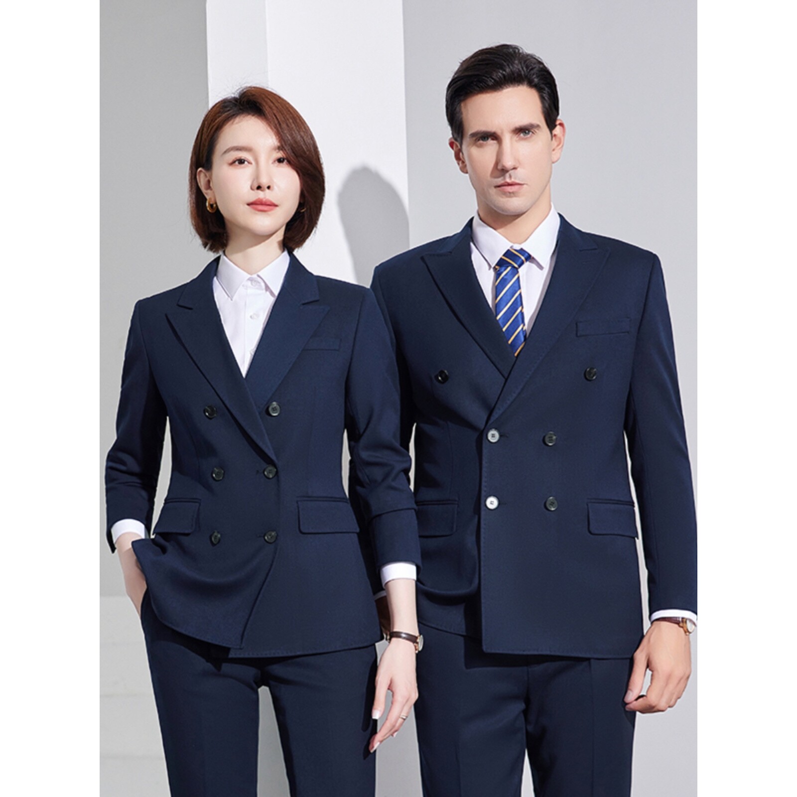 高端羊毛双排扣职业西服套装银行经理公务员正装管理层工作服男女