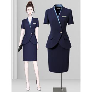 短袖职业套装女夏季西装制服酒店前台工作装茶楼会所珠宝店工作服