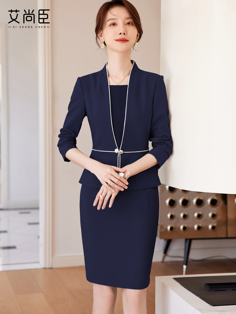 灰色西装连衣裙女工作服高级感气连衣裙