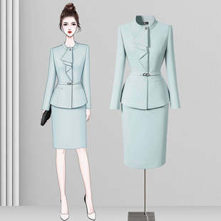 主持人西装套装女高级感播音艺考服装高端接待职业套裙美业工作服