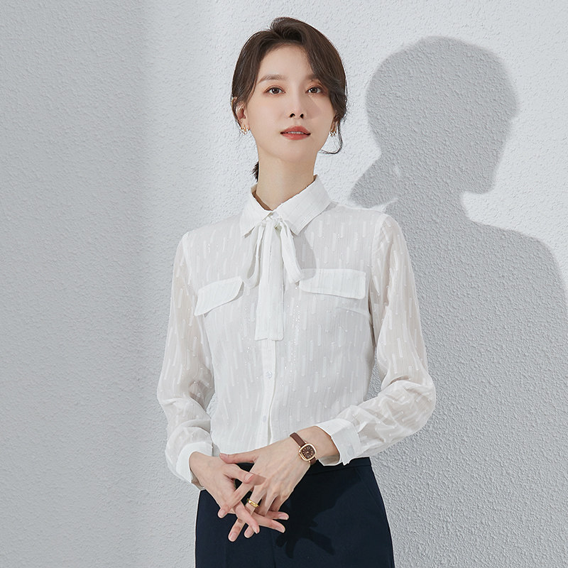 诗璐雅蕾丝打底衫女2025年春季设计感ol职业气质百搭雪纺上衣衬衫
