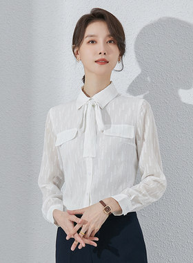 诗璐雅蕾丝打底衫女2025年春季设计感ol职业气质百搭雪纺上衣衬衫