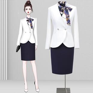 教师职业套装女春秋西装套裙医美口腔前台工作装高端美容院工作服