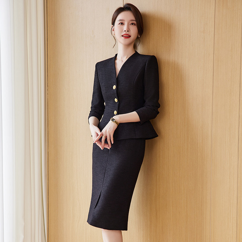 高端职业套装女秋季气质西服正装工作服女神范前台接待工装女套裙