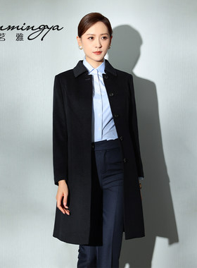 韩茗雅男女银行工作服大衣女冬职业公务员经理高端羊毛呢子外套冬