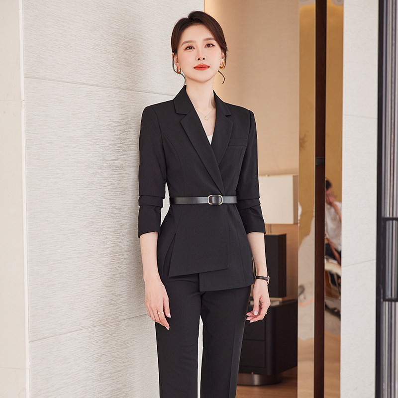 诗璐雅黑色西装套装女气质西服2024新款职场白领售楼部经理工作服