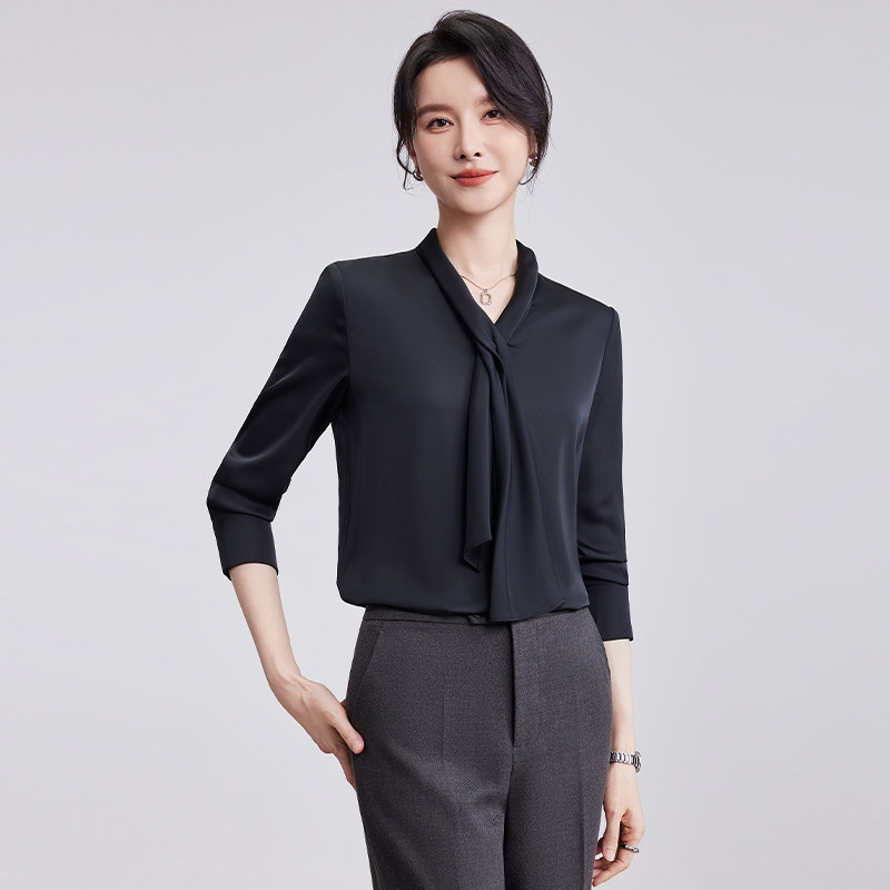 诗璐雅职业衬衫女士长袖春秋新款气质上衣内搭衬衣OL通勤面试正装