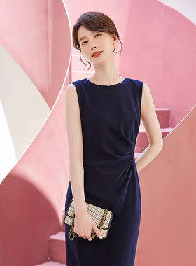 诗璐雅高级感职业无袖连衣裙2026年春秋新款西装内搭裙子女士正装