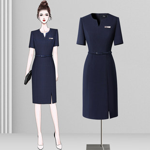 珠宝店工作服女夏季职业装连衣裙修身气质商场导购酒店前台工作装