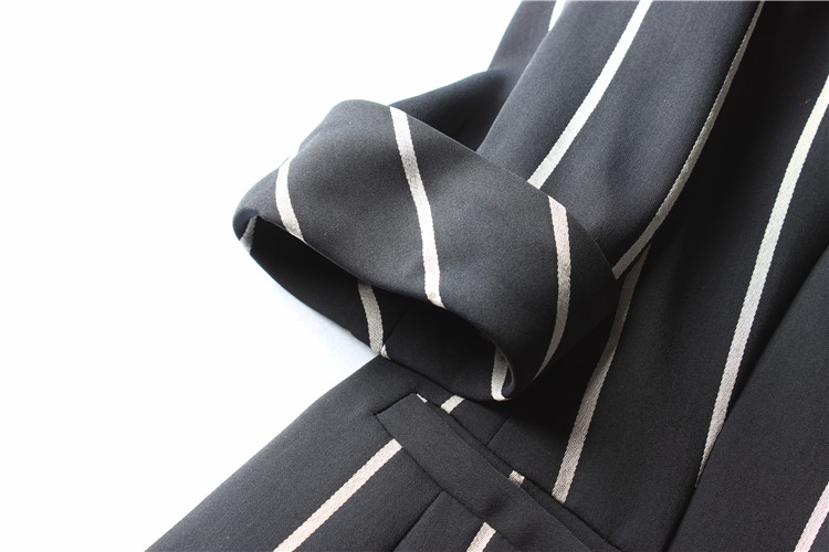 EARLY AUTUMN CAPABLE AND ELEGANT SHAWL COLLAR SUIT IS THIN VERTICAL STRIPES WAIST PULL-UP SLEEVES SMALL SUIT LONG COAT TIDE