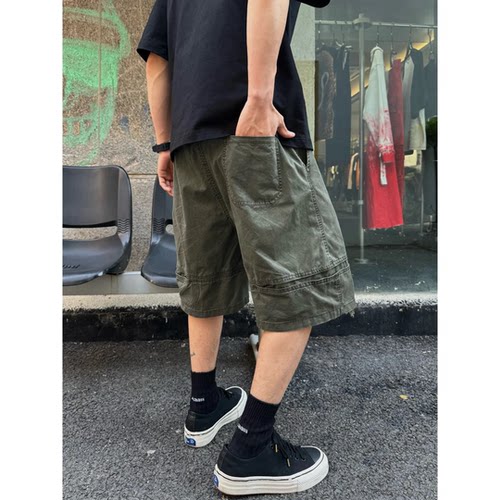 美式夏季大口袋工装宽松短裤男