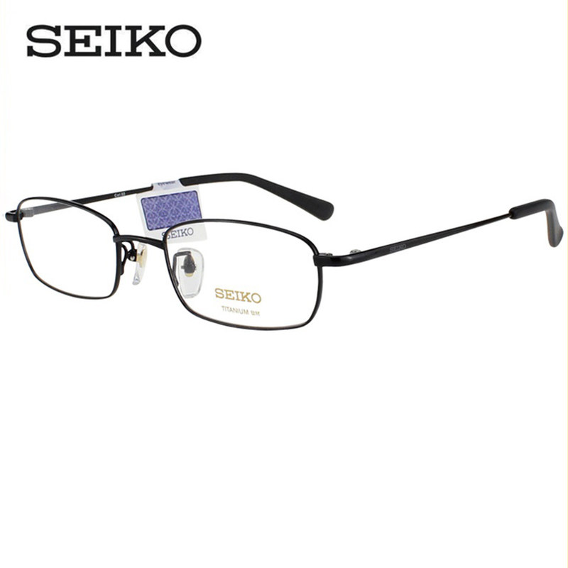 SEIKO精工光学眼镜架黑色小框男女钛合金全框可配高度近视H01046