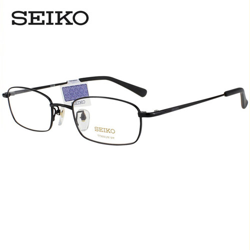 SEIKO精工光学眼镜架黑色小框男女钛合金全框可配高度近视H01046