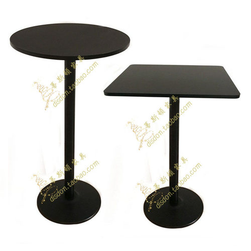 稳重铸铁底拆装小型全黑色酒吧桌