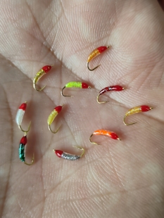 荧光闪亮多色若虫飞蝇钩马口白条路亚溪流微物仿生钩手工绑制假饵