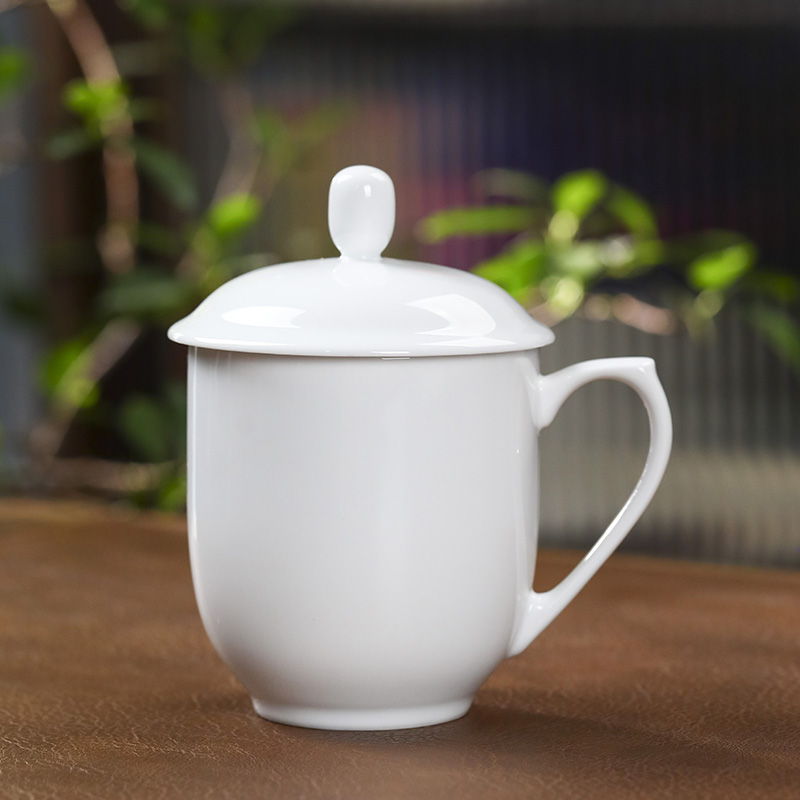 景德镇高白瓷茶杯带盖