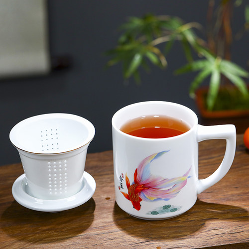 景德镇茶杯陶瓷茶水分离家用办公