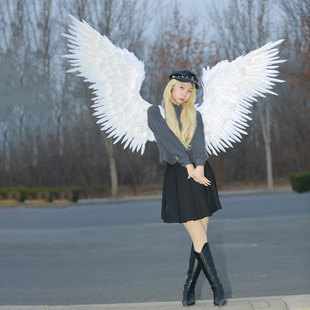 江泉家天使翅膀道具精灵仙女羽毛大翅膀白色金色黑色模特演出走秀