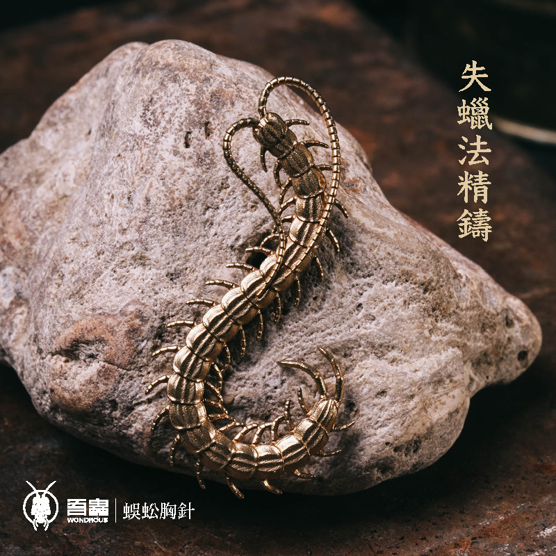吾蟲原创蜈蚣胸针黄铜滴胶彩色百足虫百搭配饰复古挂饰高颜值礼品