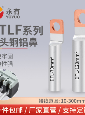 方头铜铝过渡鼻子DTLF-70/95/120/150光伏空开断路器专用接线端子