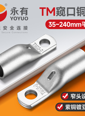 国标TM窄头窥口铜鼻子35/50/70/95/120/150/185小头铜接线端子