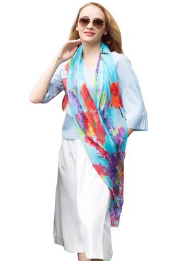 恒源祥女士加长款披肩两用丝巾